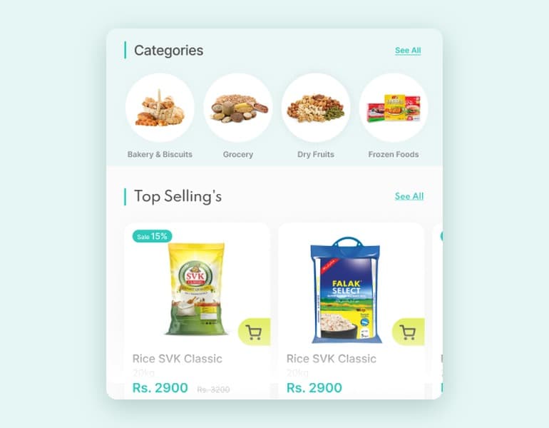 Browse, search and cart