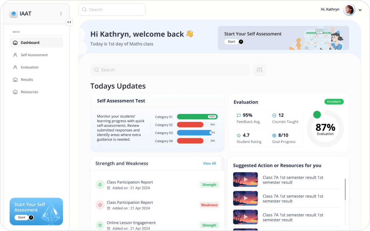 Teacher dashboard