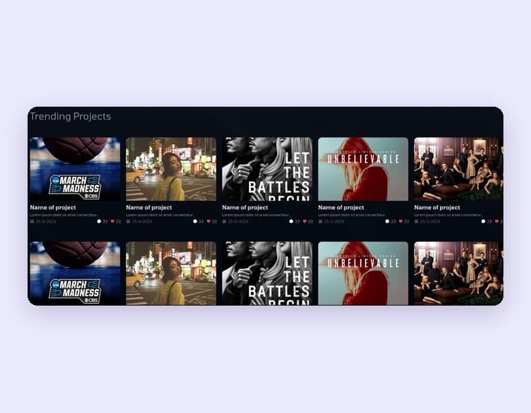 Explore and project pages